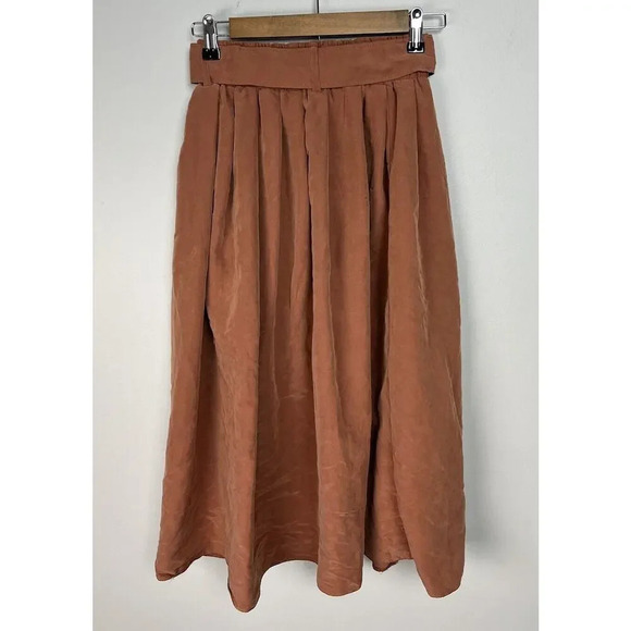 ASOS Burnt Orange Modal Blend Midi Aline Skirt Belted Size 6 Women’s - Picture 2 of 5